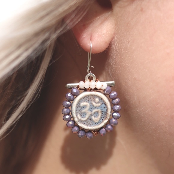 Gabriella Designs Jewelry - Handmade wire wrap Ohm and crystal earrings